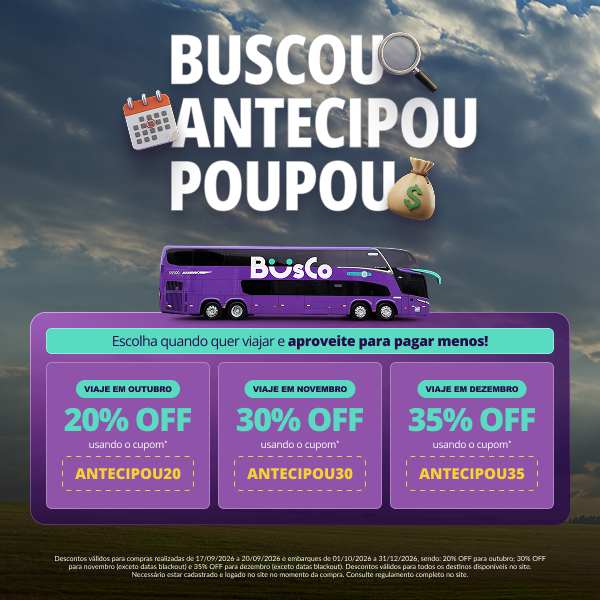 Antecipe sua viagem e ganhe 35% de desconto